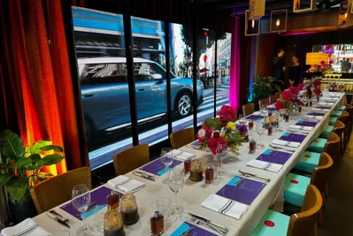 High-resolution LED video wall displaying branded event content