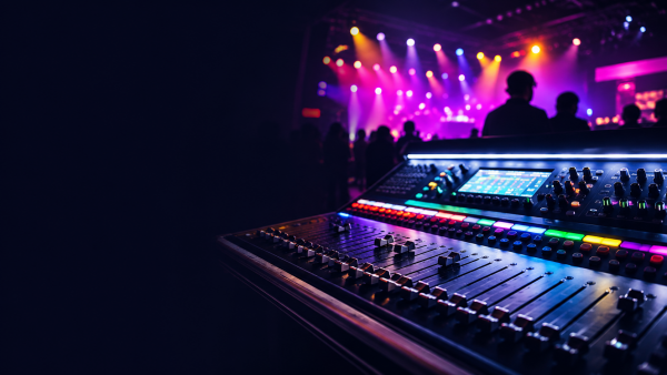 Professional digital mixing desk used for PA hire at a Melbourne event