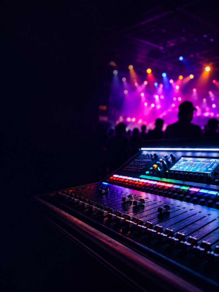 PA hire Melbourne involves a Digital mixing console operating a PA system at a Melbourne event